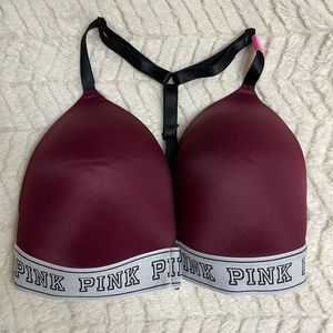 PINK Burgundy Triangle Push-Up Bra